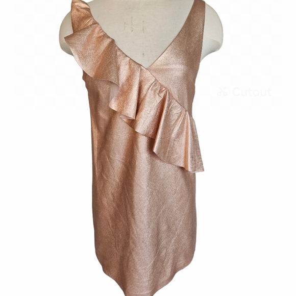 NWT Zara Metallic Rose Gold Mini Foux Leather Dress - Picture 2 of 11